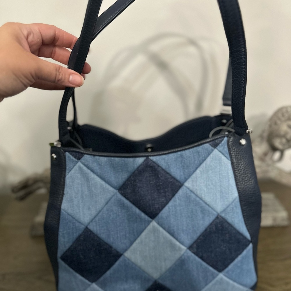 Kate Spade Leila Patchwork Denim/Leather Shoulder Bag -NWT - Picture 1 of 6